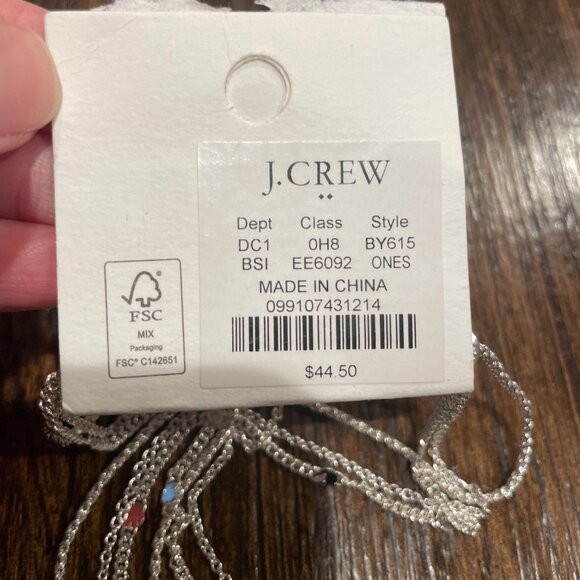 J.Crew Factory Mixed-Chain Layering Necklace Bright Silver BY615 - Picture 3 of 3